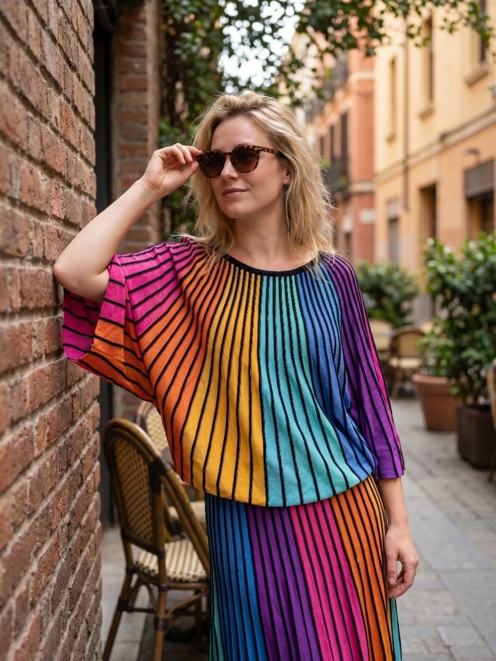 NEW YORK & COMPANY RAINBOW SWEATER & SKIRT SET SZ XL - Picture 2 of 11